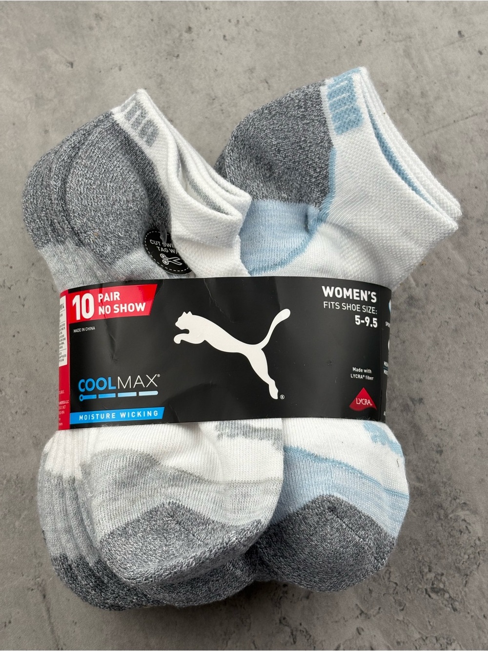 Puma Women's Size 5-9.5 10 Pair No Show Socks CoolMax Multicolor new - Picture 3 of 3
